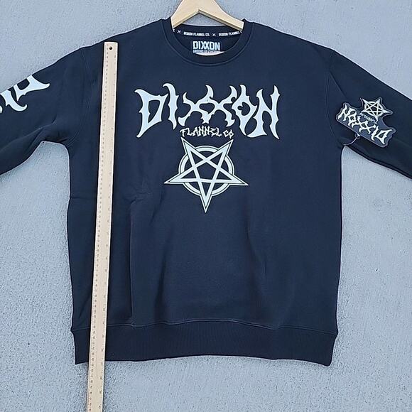 Dixxon Flannel Pentagram Crewneck Sweatshirt Men's L Black Long Sleeve NWT - Picture 1 of 12